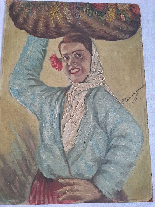 tablou pictura veche romaneasca semnata datata