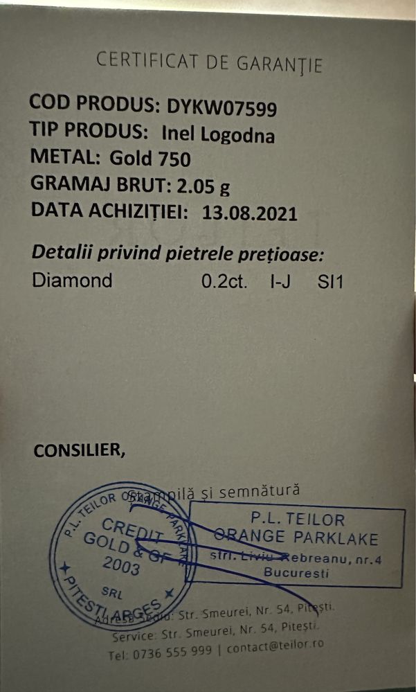 Inel de logodna din aur alb cu diamante de 0.20ct