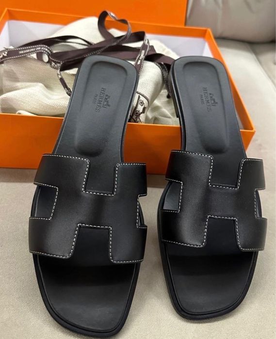 Papuci Slapi Hermes din piele naturala 100% Full Box 36 37 38 39