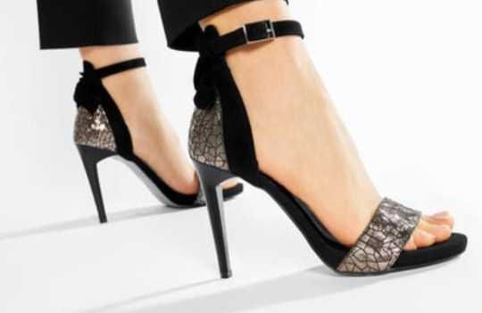 Sandale dama Karino negre cu decoratiuni argintii-bronz , 37