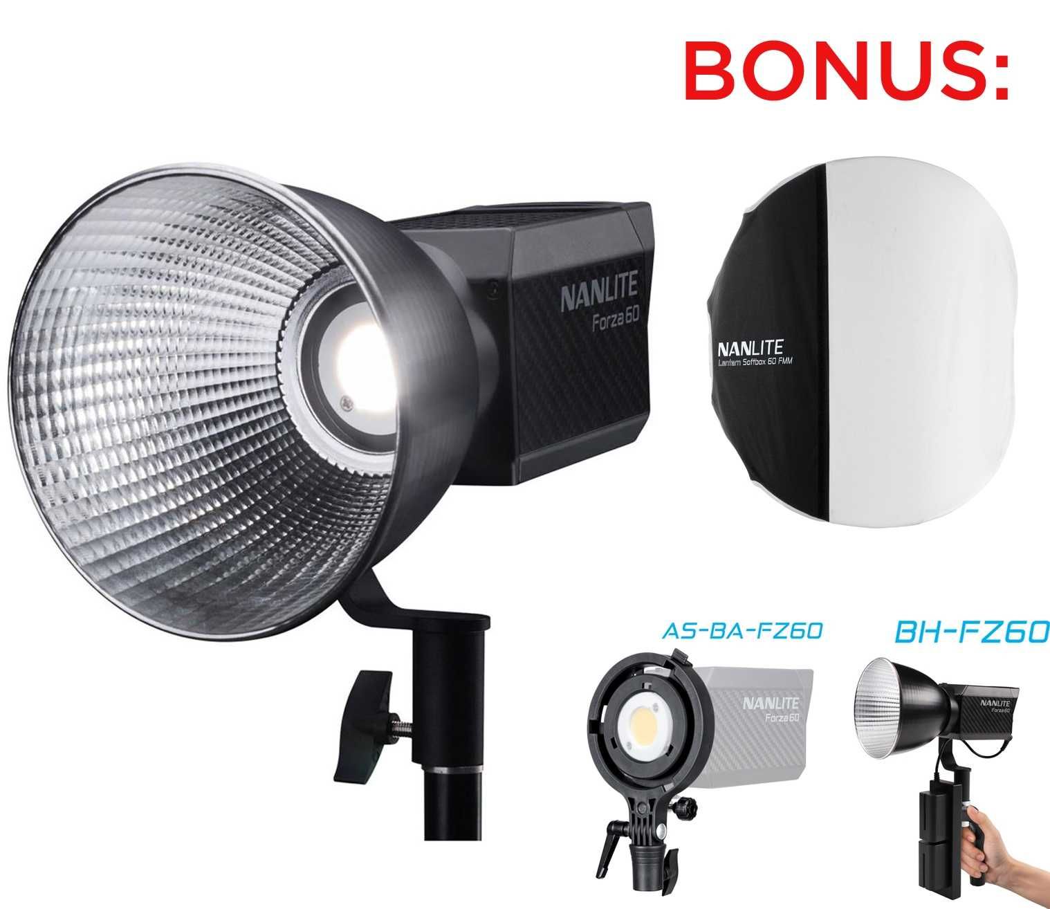 Lampa Led Studio NanLite Forza 60 LED Monolight 5600K Kit 18820 LUX