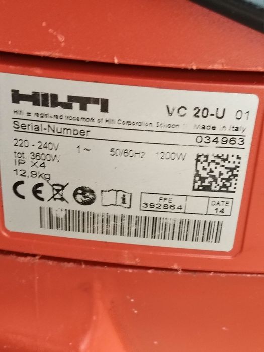 Aspirator HILTI VC 20-U cu auto scuturare că și nou