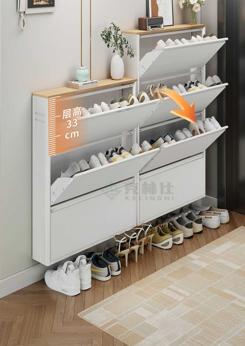 Юпқа металл оёқ кийим шкафи, 15 см чуқурлик