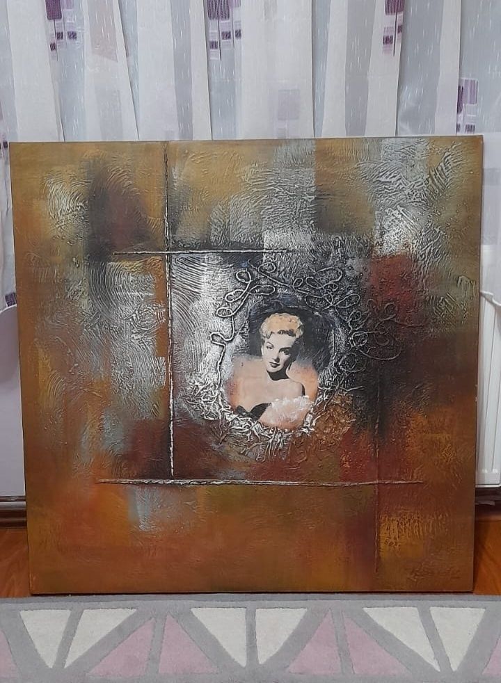 Tablou ,pictură în ulei( Marlene Dietrich)80/80 cm,100 lei