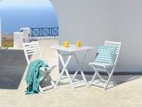NOU Set mobilier pliabil FIJI, lemn de acacia, alb