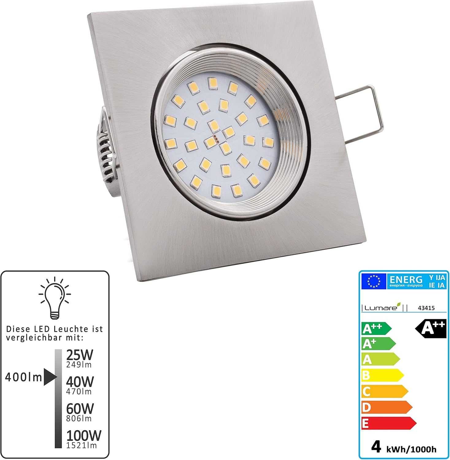 НОВИ! LED лунички 4W, 400 лумена, IP44, топло бяло, 83мм, 9 бр/к-кт