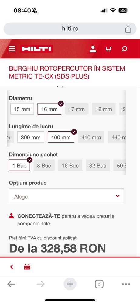 Burghiu HILTI SDS Plus - TE-CX : 20x150, 18x150 16x400