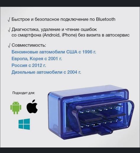 Автосканер диагностический OBD 2 ELM 327, сканер для автомобиля