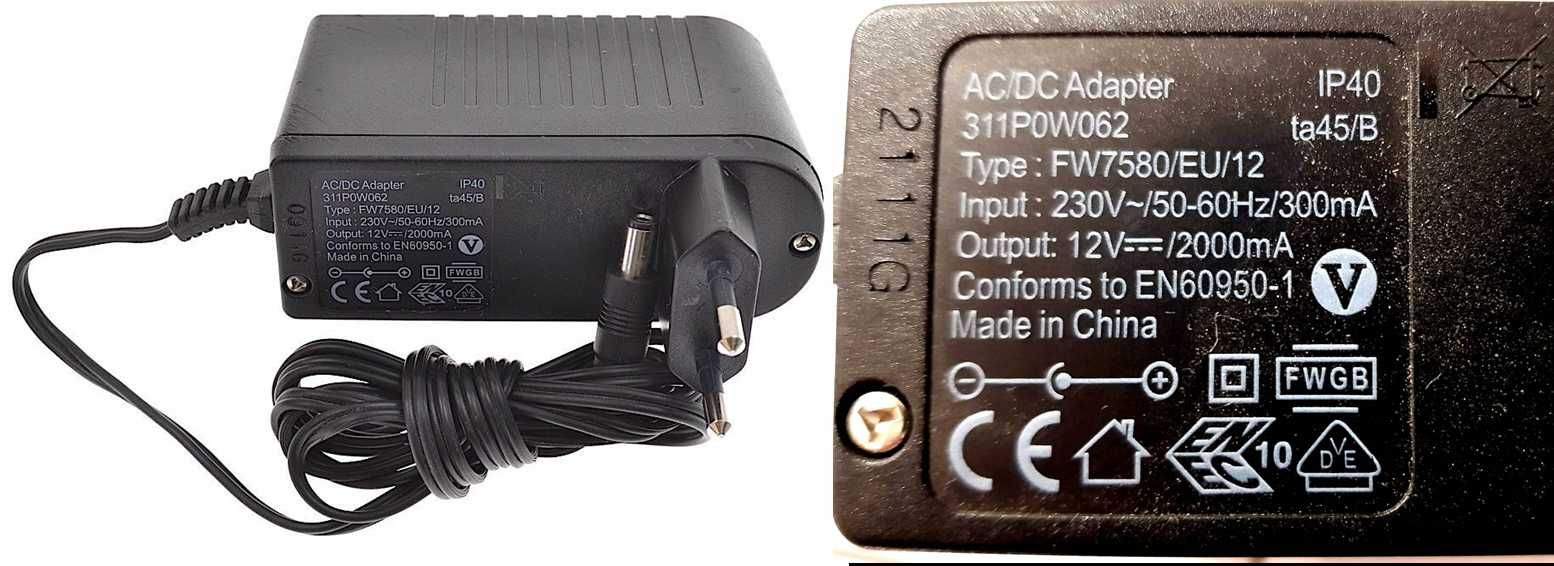 Adaptor 12V 2A,  Output:12V - 2000mA cod 311P0W062. Nou