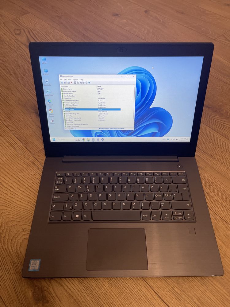 Lenovo i7 Gen 8, SSD NVMe 256 GB; 8 GB RAM DDR 4