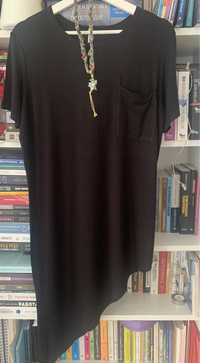 Асиметрична тениска-туника в черно, М-Л размер
