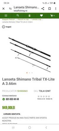 Vând lansetă shimano tribal tx lite a nouă