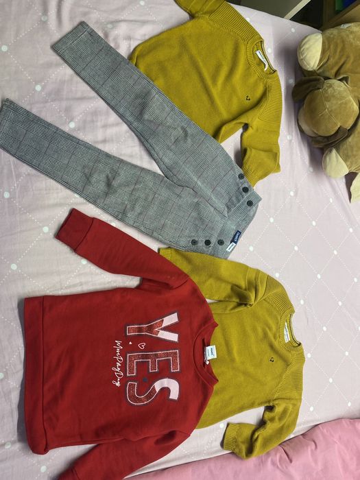 Детски зимни блузки и кариран панталон размер 113-116