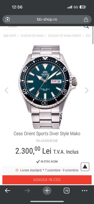 Ceas Orient Mako 3 Automatic - Verde - nou