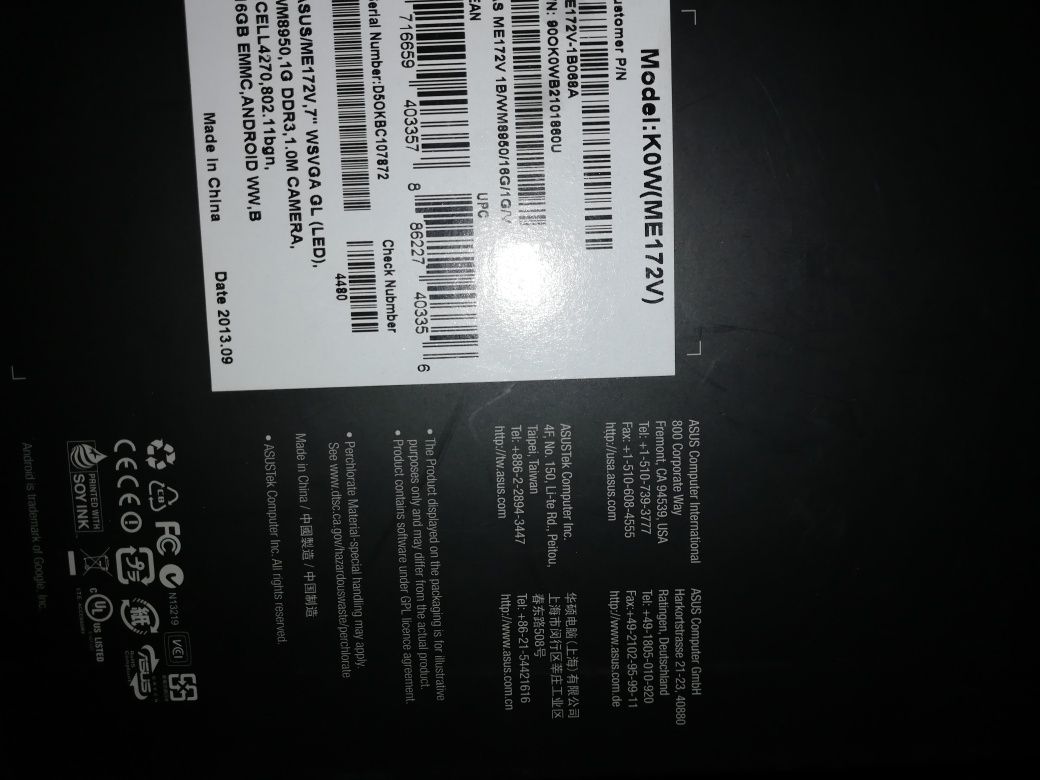 Таблет Asus MemoPad - 2013 ЗА ЧАСТИ
