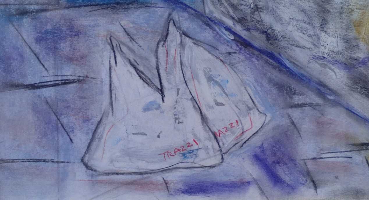 Tablou tehnica mixta - batran trist - Maria Tulipani