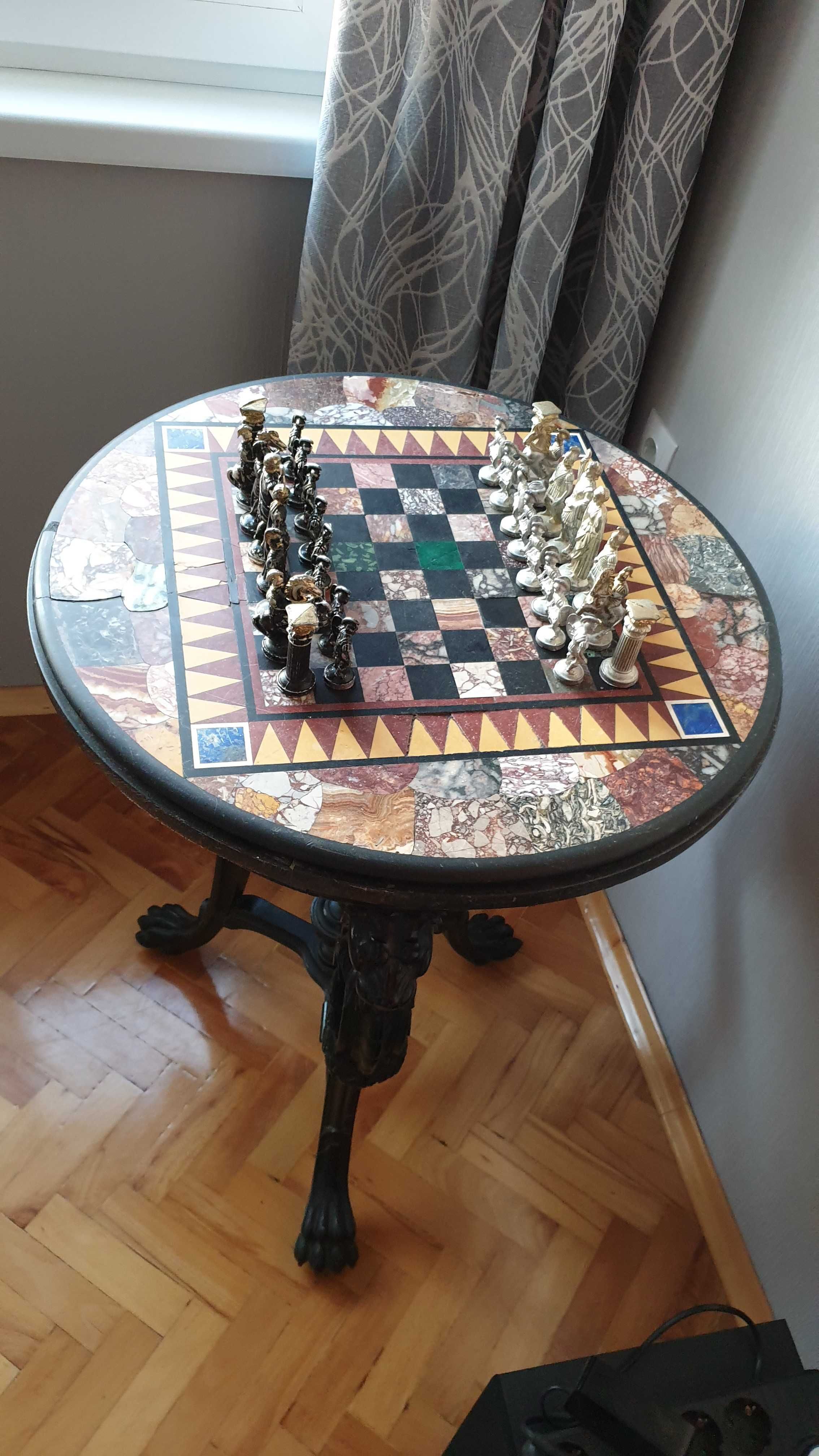 Стара викторианска мраморна маса за шах 19век