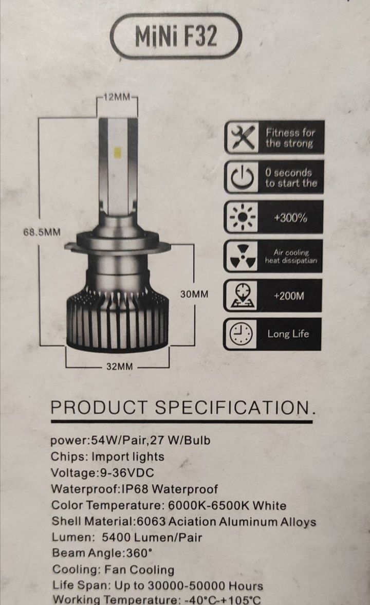 LED Крушки R9 F32 2gen H7 55W