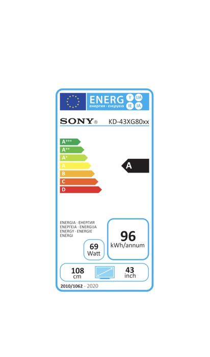 Vand Sony Bravia Android Tv 108 cm, 43XG8096, 4K Ultra HD