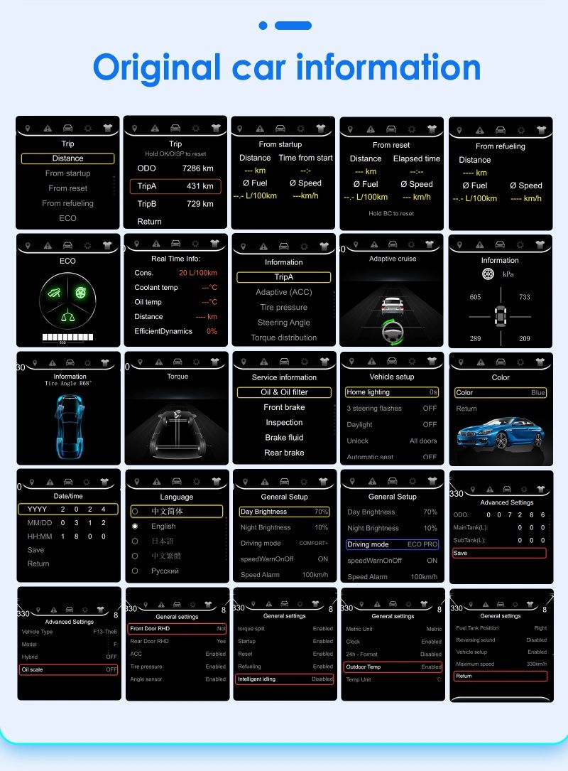Ceasuri digitale Bmw F01,F02,F06,F07,F10,F11,F12,F13,F25X3,F26X4,F15