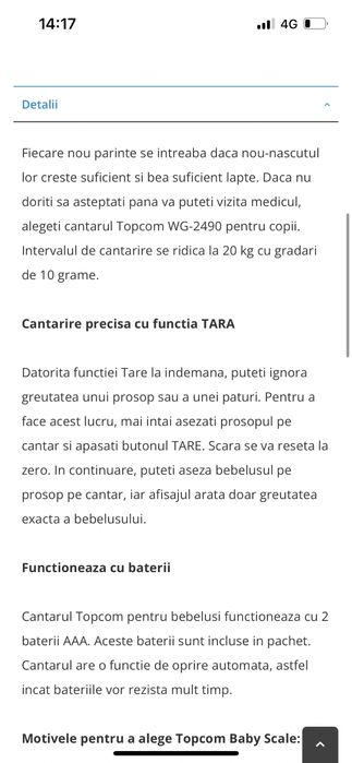 Cantar digital bebelusi Topcom