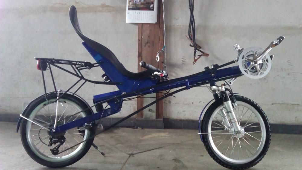 Bicicleta recumbent orizontala cadru aluminiu scaun carbon, suspension