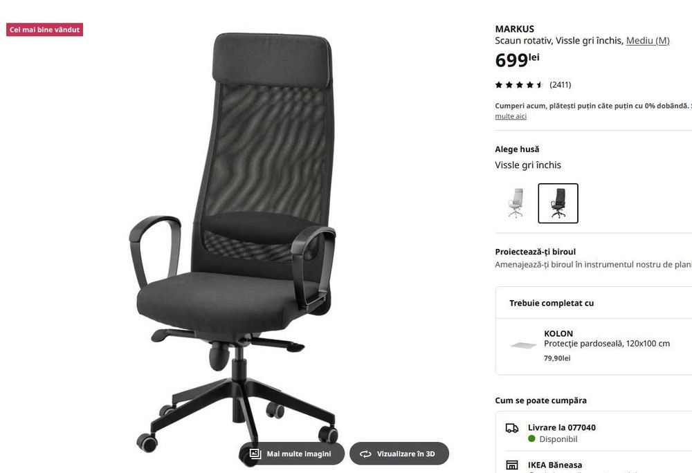 Vând Scaun Ikea Markus în stare FOARTE bună