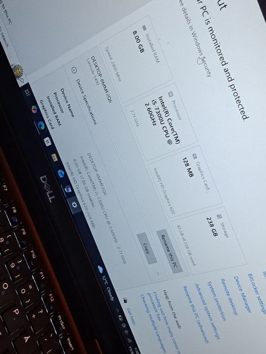 Laptop dell latitude 5490 – i5 7th Gen / 8GB Ram / SSD 256GB / Full HD