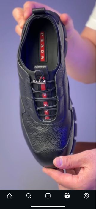 Кроссовки чёрные PRADA из натуральной кожи 42 размера