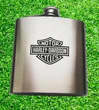 Hip Flask,plosca,sticla inox,gravata laser cu logo Harley Davidson