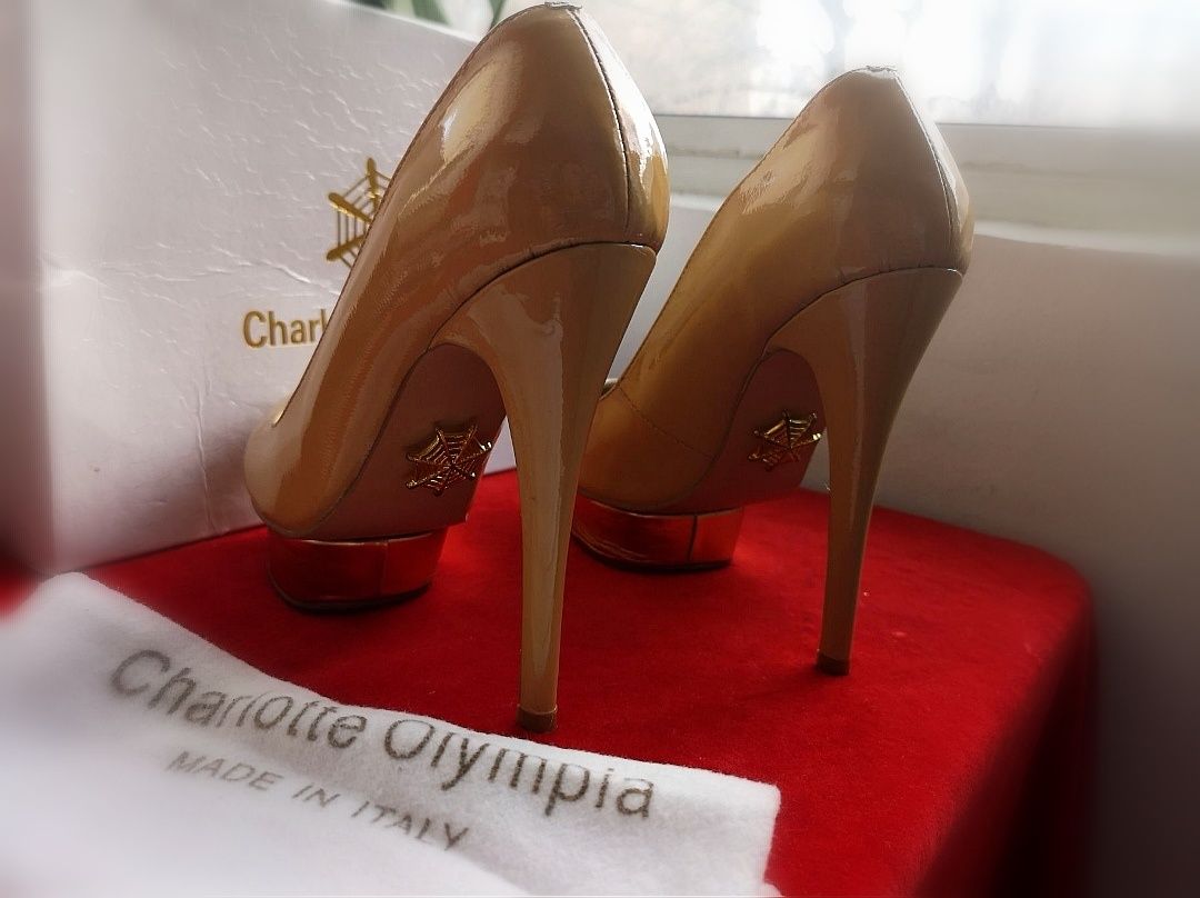 Pantofi de Lux originali bej, platforma, piele Charlotte Olympia