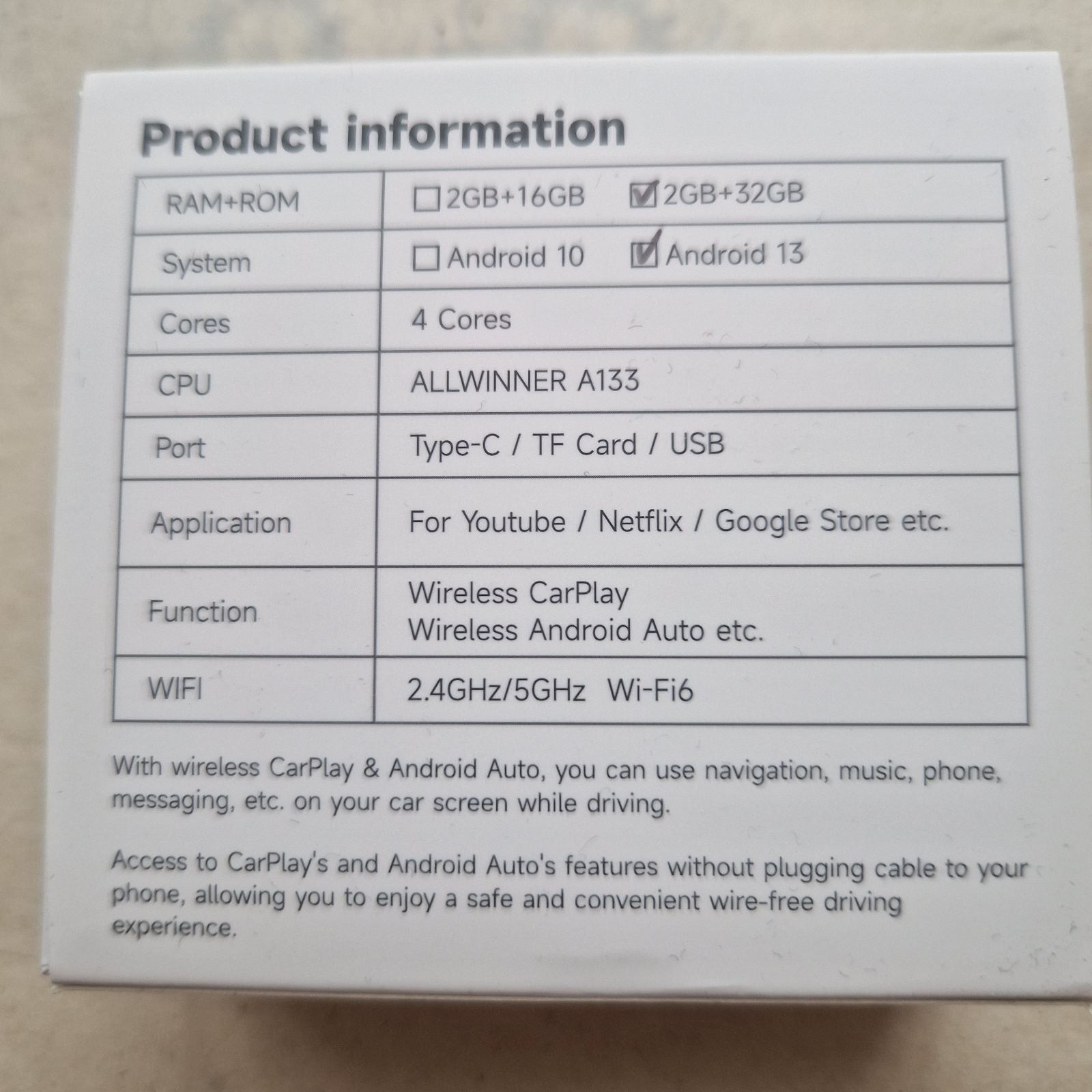 CarPly al Box за Wireless за Навигации, Ютуб, ТВ,