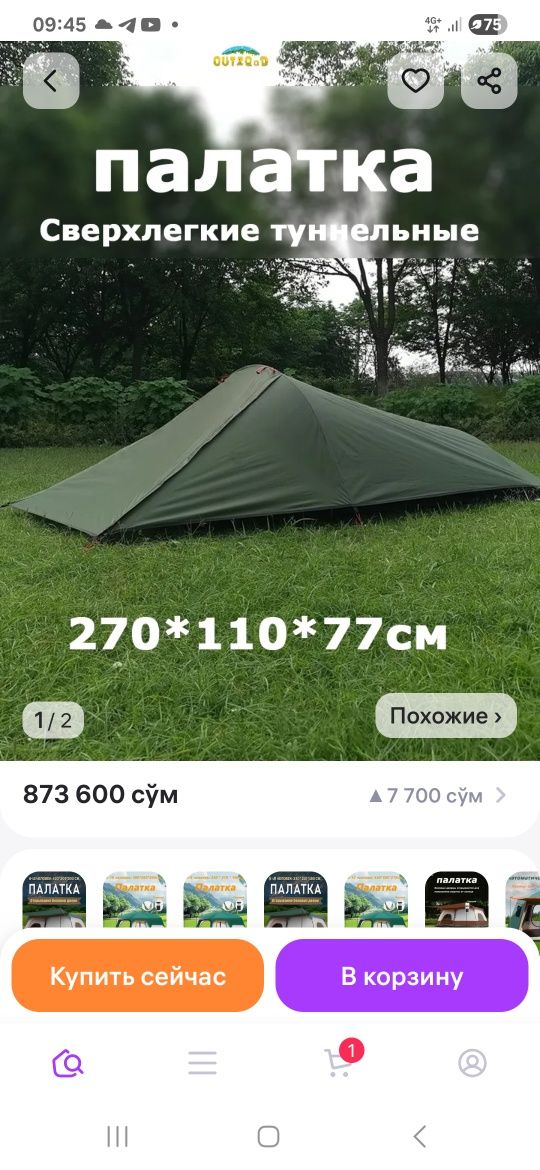 ПАЛАТКА двухслойная одноместная