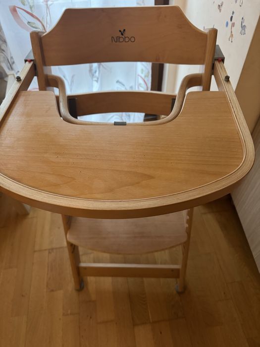Дървен стол за хранене Cangaoo 2в1 Nibbo, натурален