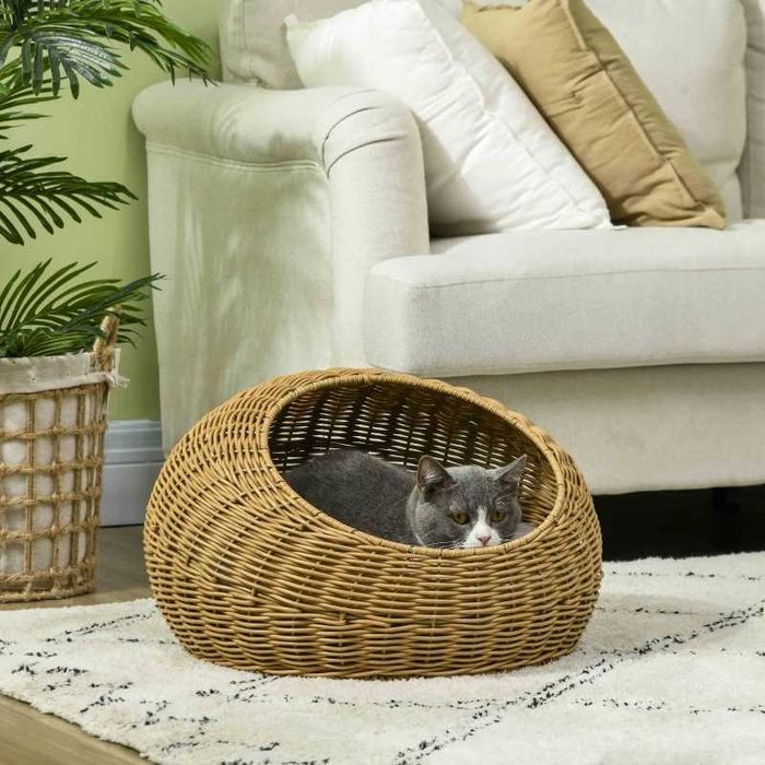 Котешка легло PawHut с миеща се възглавница, за животни до 4 кг