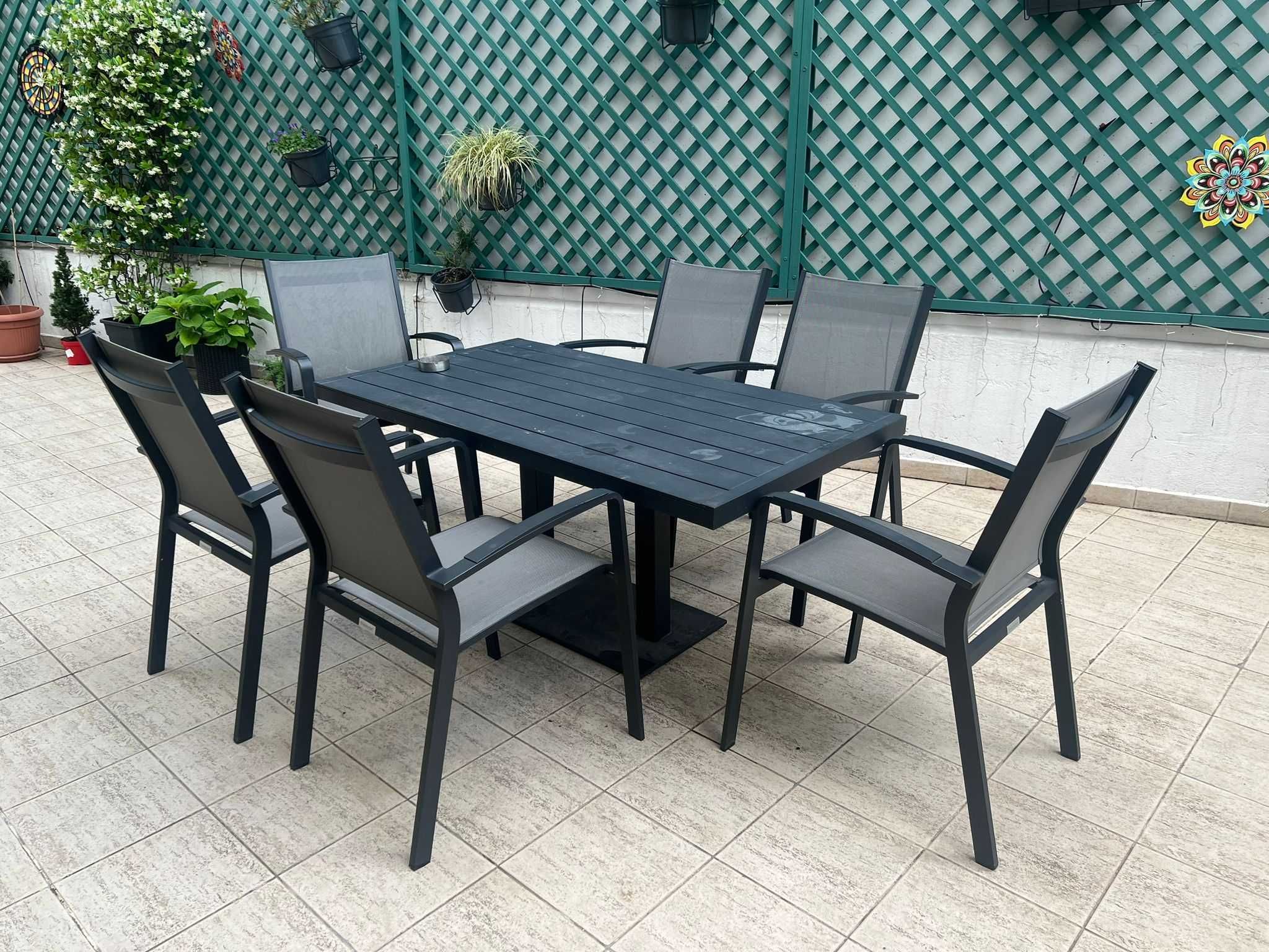 Set exterior Mobexpert masă Bondi + 4 scaune Basic, stil minimalist