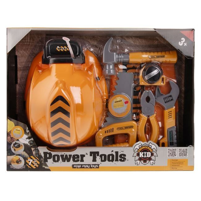Детски комплект Строителен работник с жилетка,каска и инструменти