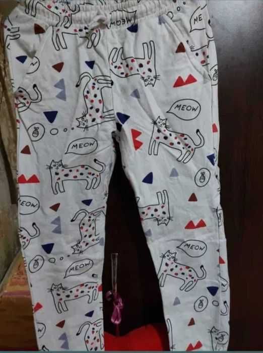 Pantalon imprimeu pisici cu căptușeală fete 134