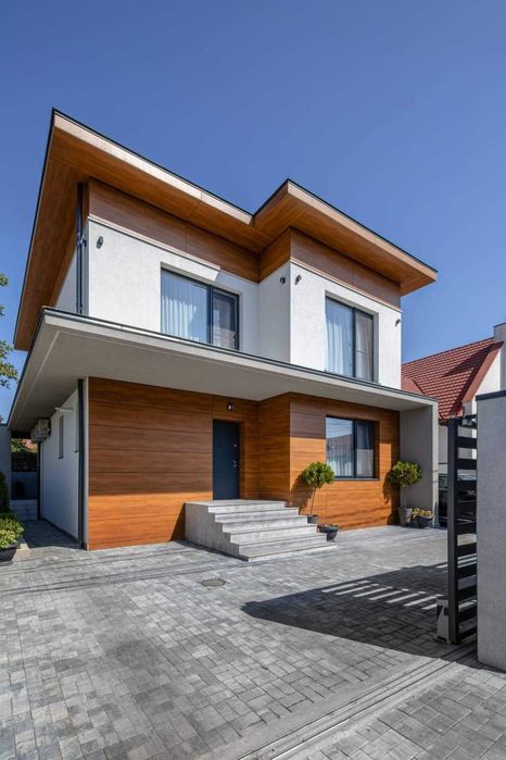Placi HPL exterior fatada ventilata nuc, piatra antracit, stejar artar