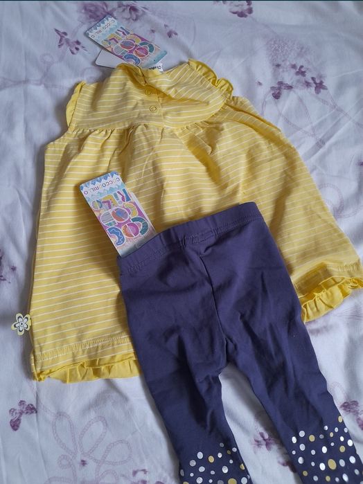 set haine fata cocodrillo rochie rochita și pantaloni colanti 68 bebe