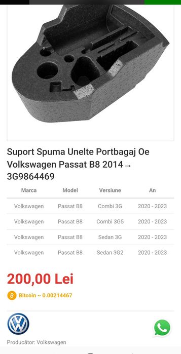 Suport pentru Unelte Oe Volkswagen Passat B8 3G9864469 2014 - 2024