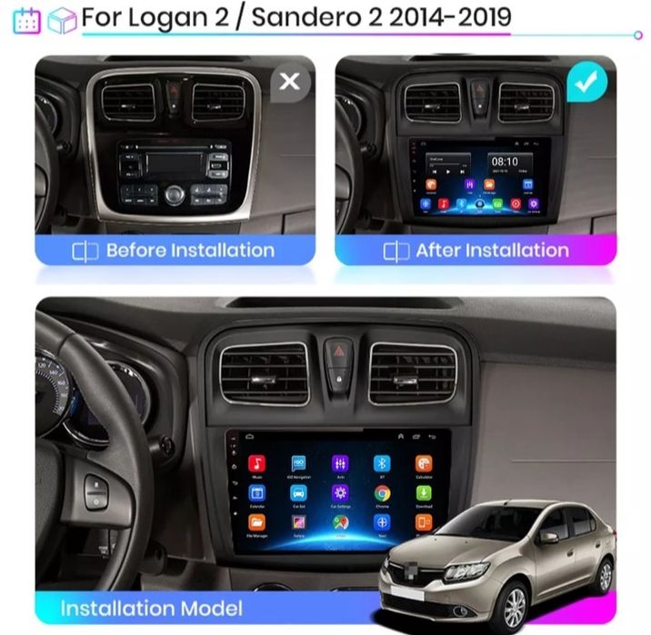 Navigatie android 12-32BG memorie interna 2GB RAM Dacia Logan,2 Sander