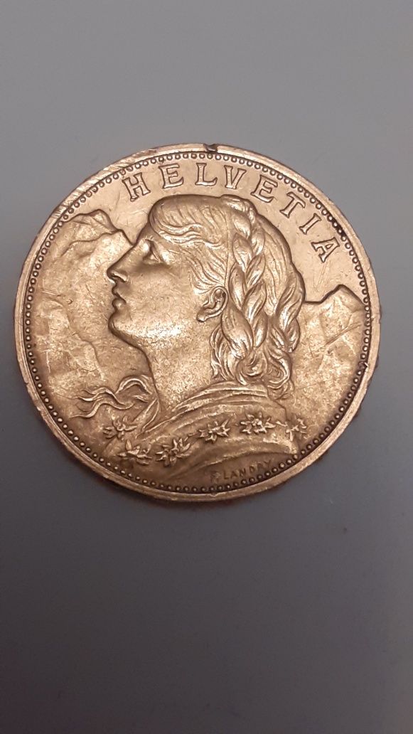 Moneda aur 20 franci elvetieni 1930 B