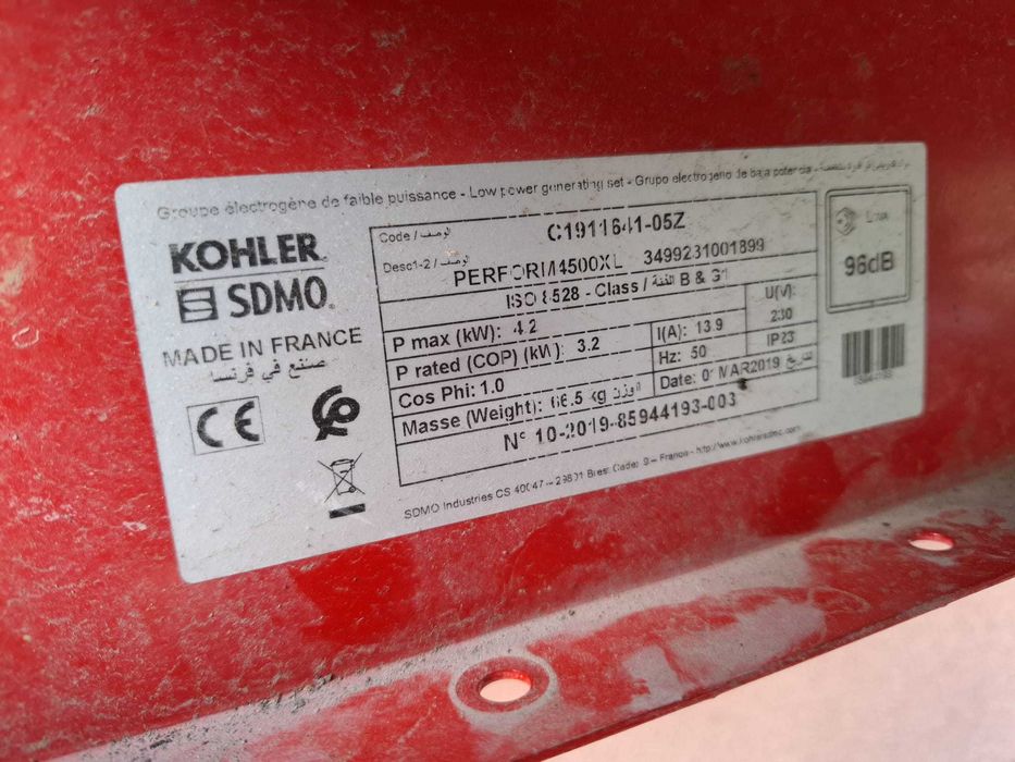 Generator de curent pe benzină Kohler SDMO PERFORM 4500XL