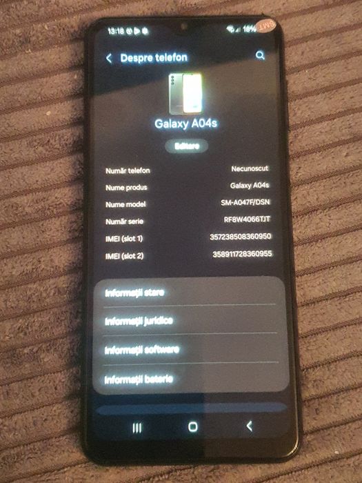 Samsung Galaxy A04s –  – funcțional, cu DEFECT  camere nefuncționale