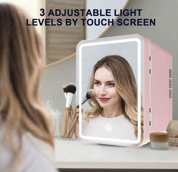 Хладилник за грим/козметика с огледало и подсветка