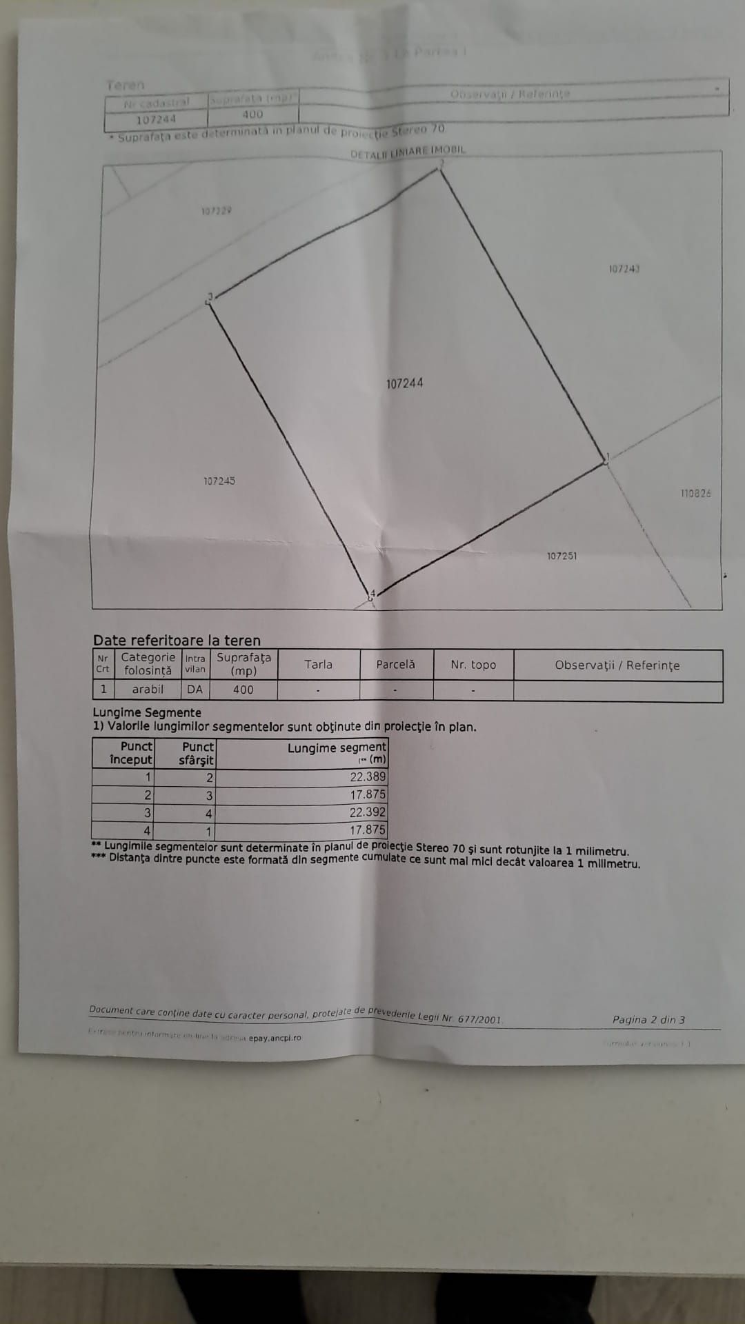 Teren intravilan 800 mp Sanpetru