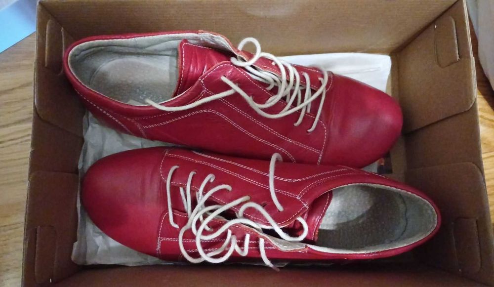 Pantofi piele rosie rosii dama, marimea 38, sport tip adidas