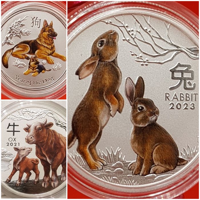 Colorate monede lingou argint 999