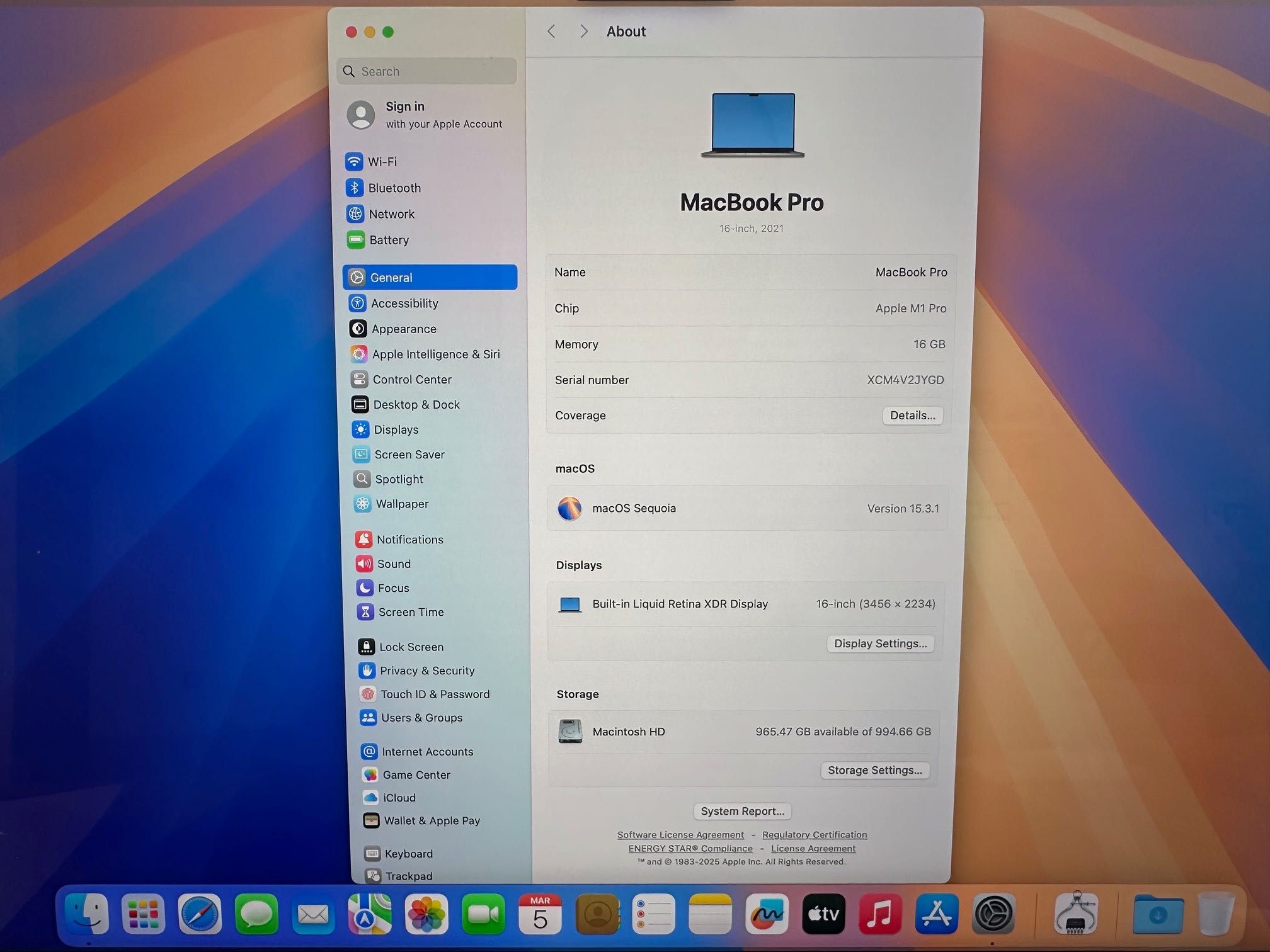 MacBook Pro 16" M1 Pro 10-Core CPU/ 16-Core GPU/ 16RAM/ 1TB SSD
